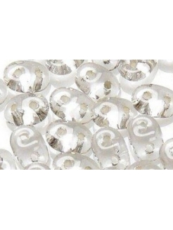  SuperDuo (2.5x5 mm)biseris skaidrus su sidabr.juosta (Silver Lined - Crystal) 10g