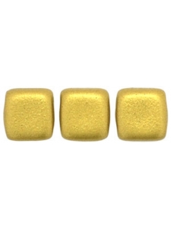 Tile bead 6mm, Matte Metallic Aztec Gold, 40pcs.