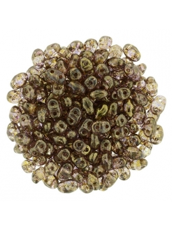 Superduo 2.5x5mm  Luster - Transparent Gold/Smokey Topaz 10g.