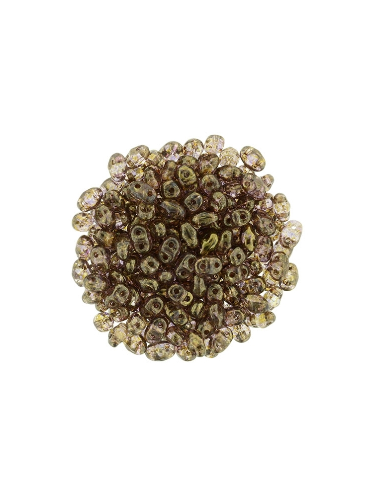 Superduo 2.5x5mm  Luster - Transparent Gold/Smokey Topaz 10g.