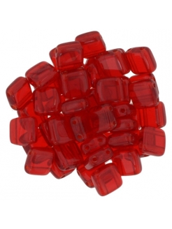 Tile bead 6mm, Siam Ruby, 40pcs.