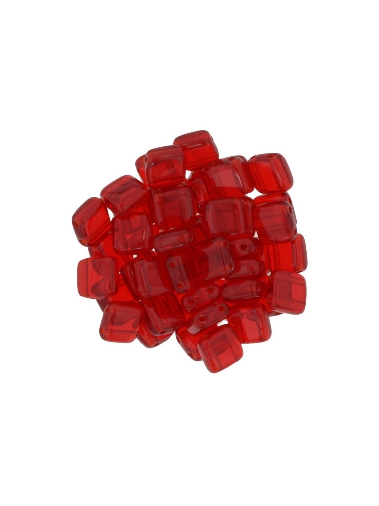 Tile bead 6mm, Siam Ruby, 40pcs.