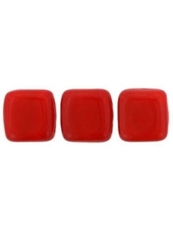 Tile bead 6mm, Opaque Red, 40pcs.
