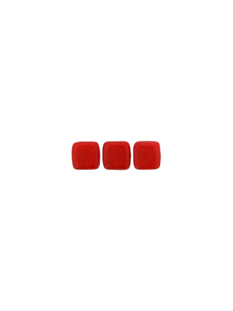 Tile bead 6mm, Opaque Red, 40pcs.