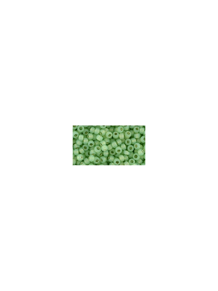 TOHO Silver-Lined Milky Peridot 8/0 10g.