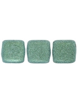 Tile Metallic Suede - Lt Green 6mm.  40pcs