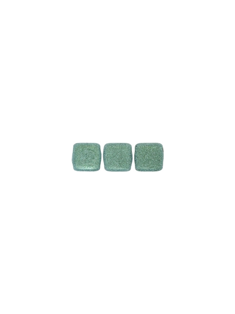 Tile Metallic Suede - Lt Green 6mm.  40pcs