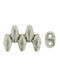 SuperDuo (2.5x5 mm) Silver Luster - Jet 10g.